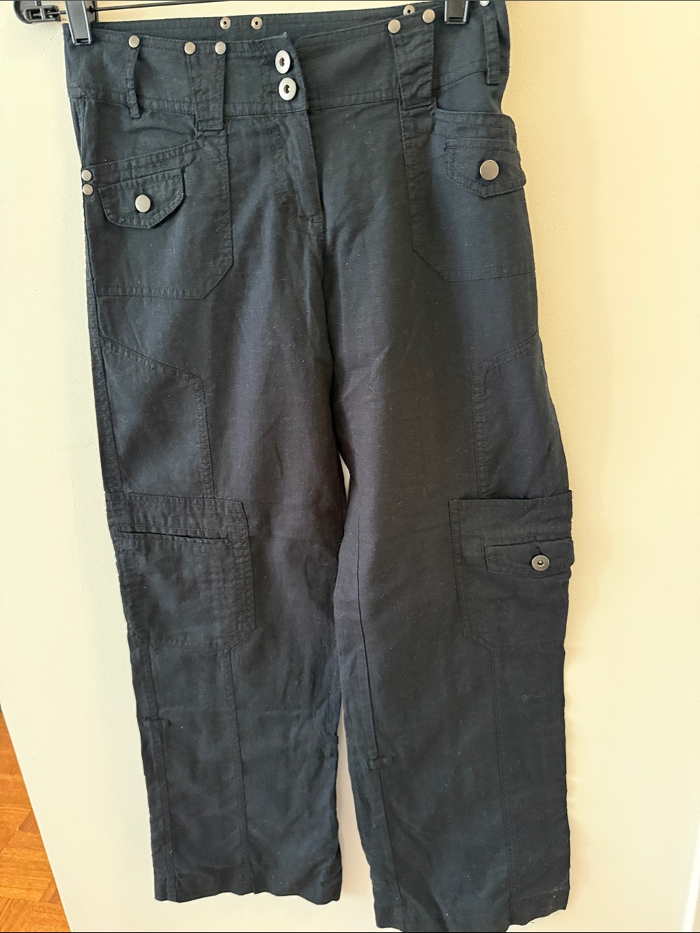 Woolworths Cargo Pants Black Women Size 6. Cotton /linen.